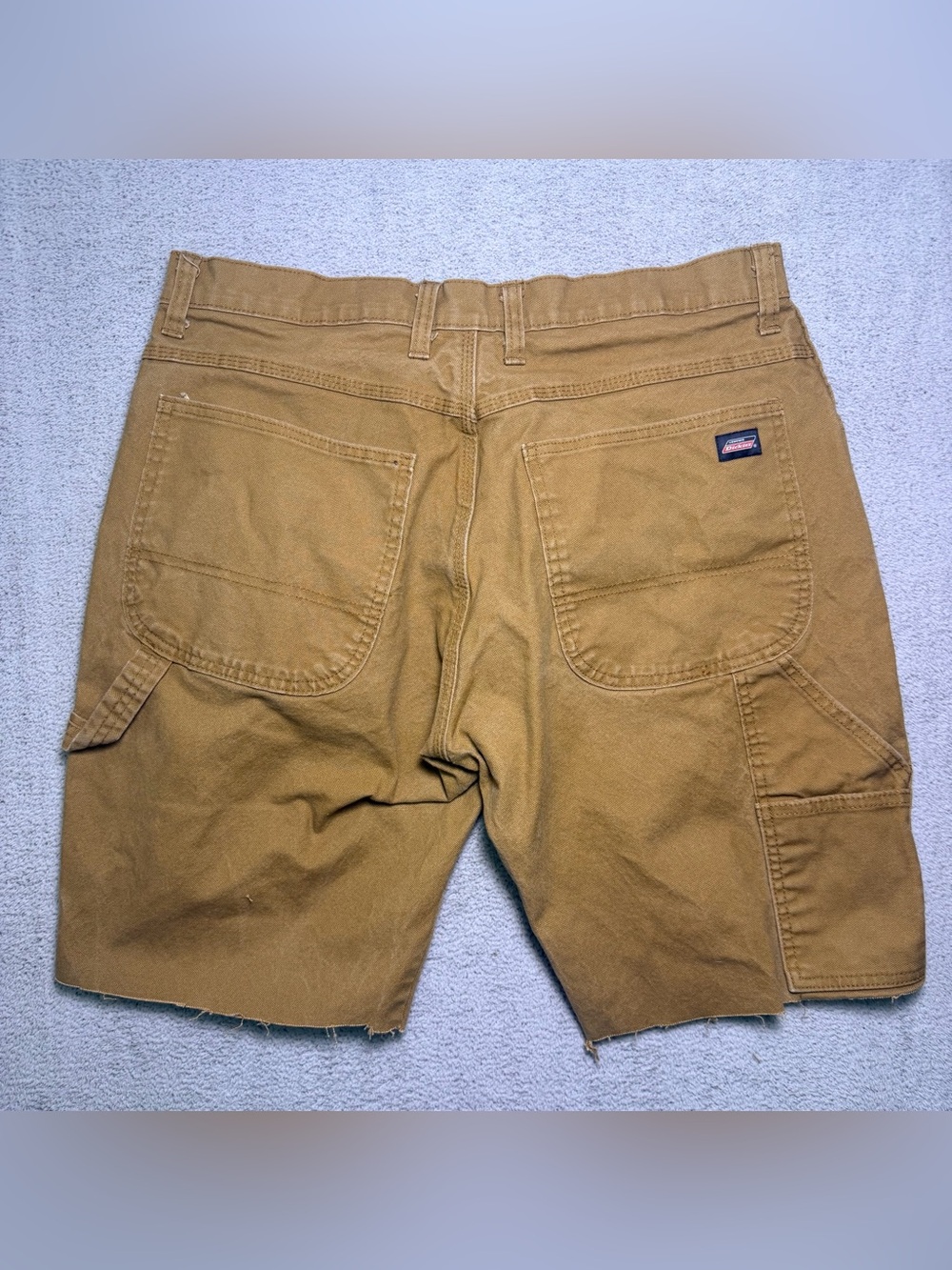Dickies Cuttoff Carpenter Shorts Mens 32” Waist Brown Khaki Workwear 9” Inseam